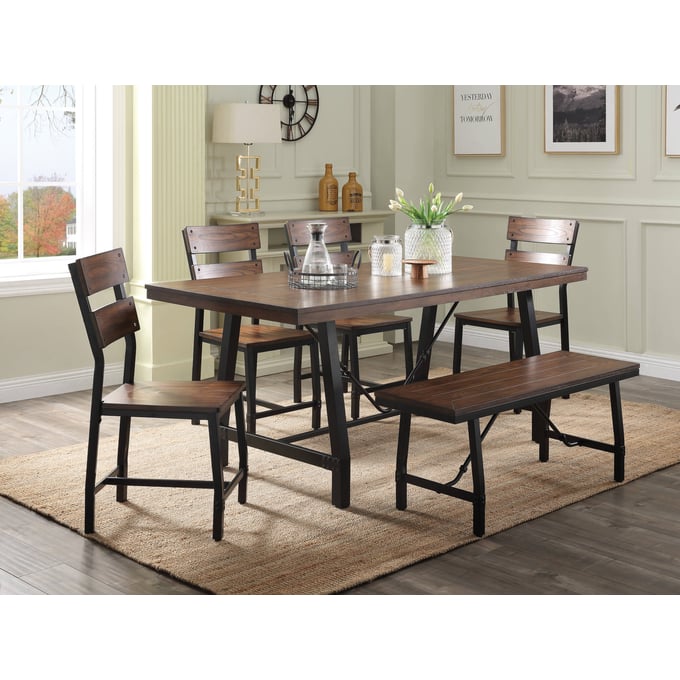 Acme Furniture Mariatu Oak Black 6pc Dining Room Set ACM-7245-DR-S1