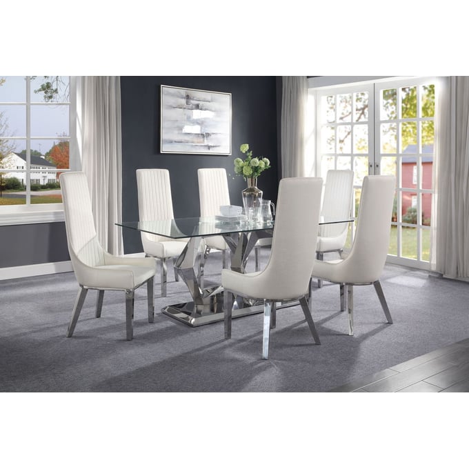 Acme Furniture Gianna Clear Ivory 7pc Dining Room Set ACM-7247-DR-S1