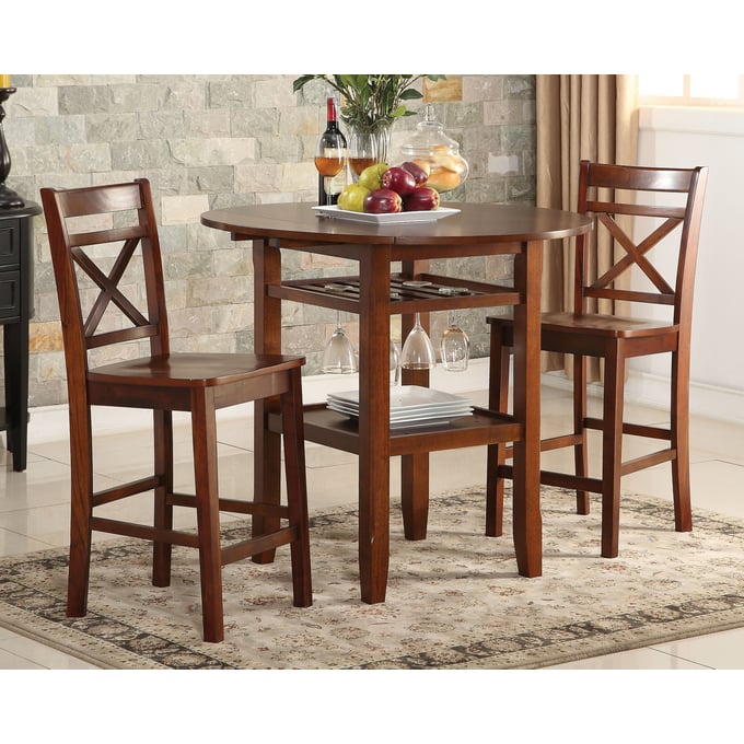 Acme Furniture Tartys Cherry 3pc Counter Height Set ACM-72535-BAR-S1