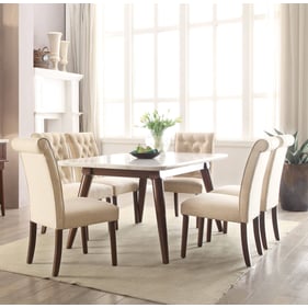 Acme Furniture Gasha White Walnut Beige 7pc Dining Room Set