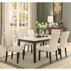 Acme Furniture Nolan White Salvage Dark Oak Rectangle 7pc Dining Room Set