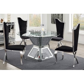 Acme Furniture Noralie Mirrored Diamonds Black 5pc Dining Room Set