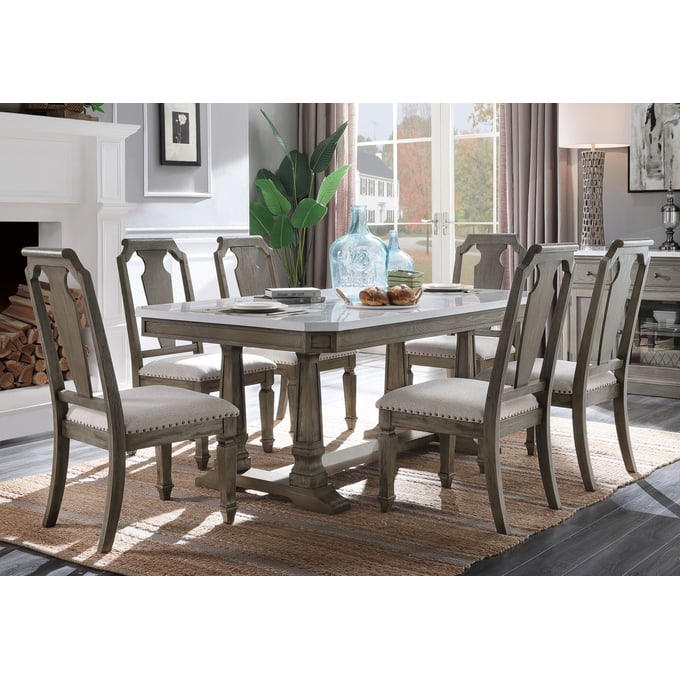 Acme Furniture Zumala Beige Weathered Oak 7pc Dining Room Set ACM-7326-DR-S1