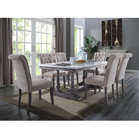 Acme Furniture Yabeina Gray Oak Beige 7pc Dining Room Set