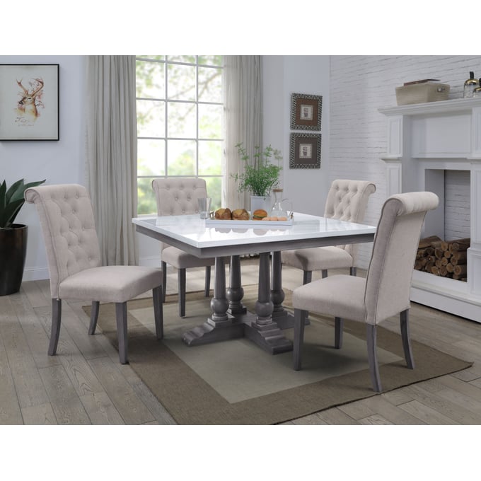 Acme Furniture Yabeina Gray Oak Beige 5pc Dining Room Set ACM-73265-DR-S2