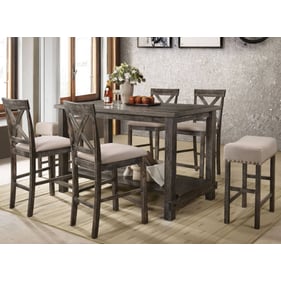 Acme Furniture Martha II Tan Weathered Gray 7pc Counter Height Set