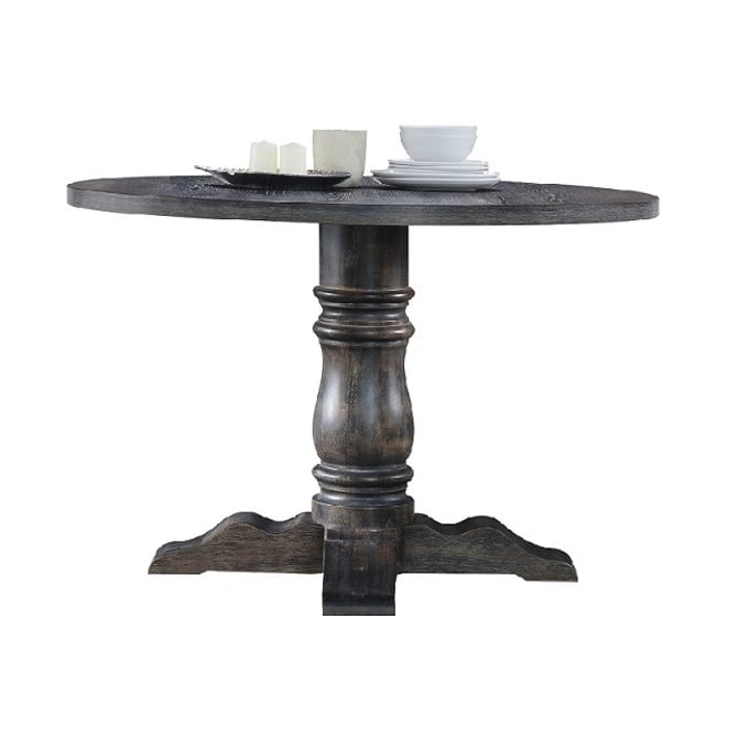 Acme Furniture Leventis Weathered Gray Pedestal Base Dining Table ACM-74640