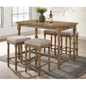 Acme Furniture Farsiris Beige Weathered Oak 5pc Counter Height Set