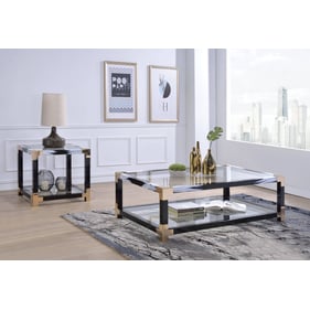 Acme Furniture Lafty Clear White Brushed 3pc Coffee Table Set