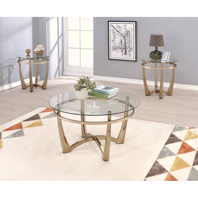 Acme Furniture Orlando II Champagne Clear 3pc Coffee Table Set ACM-8161-OCT-S1