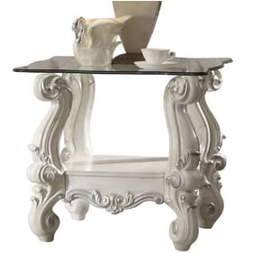 Acme Furniture Versailles Clear Bone White End Table