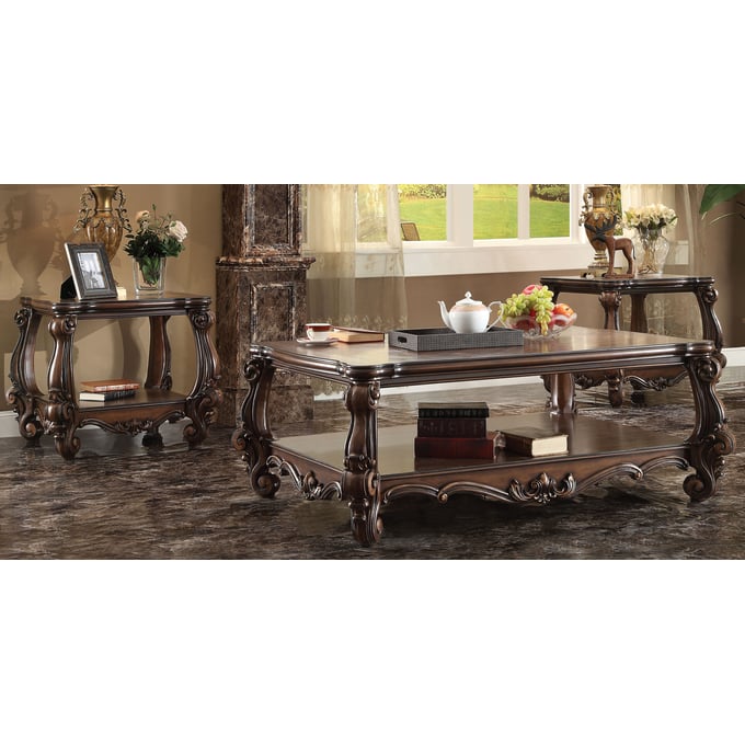 Acme Furniture Versailles Cherry Oak Wood 3pc Coffee Table Set ACM-82120-OCT-S1