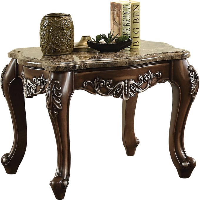 Acme Furniture Latisha Antique Oak Marble Top End Table ACM-82147