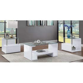 Acme Furniture Nevaeh Clear White 3pc Coffee Table Set