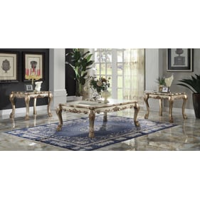 Acme Furniture Dresden Gold Patina Bone 3pc Coffee Table Set