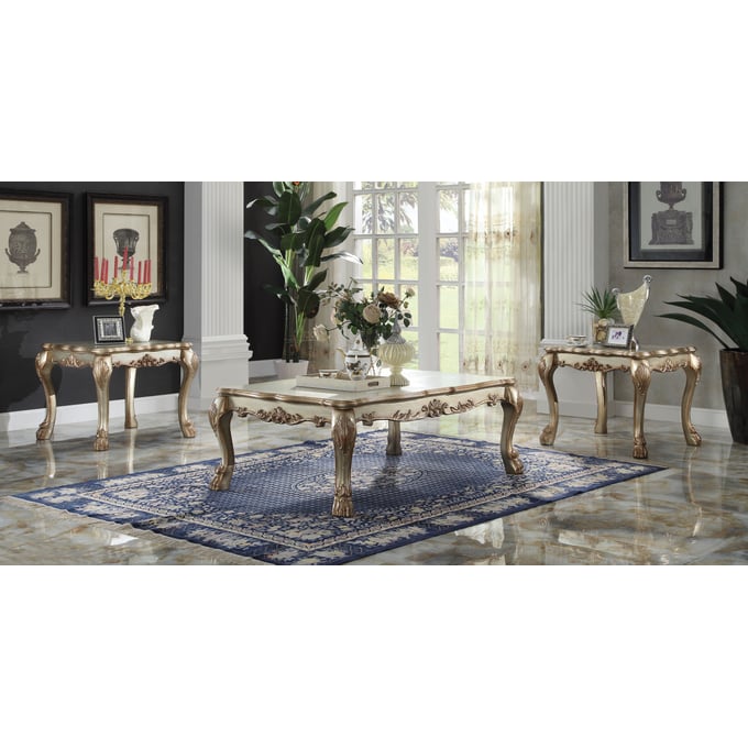 Acme Furniture Dresden Gold Patina Bone 3pc Coffee Table Set ACM-83160-61-OCT-S