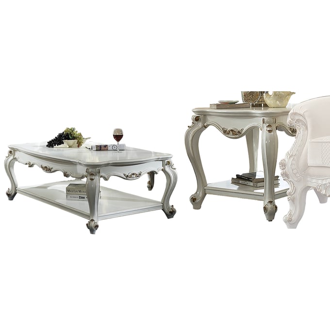 Acme Furniture Picardy II Antique Pearl 3pc Coffee Table Set ACM-834-OCT-S1