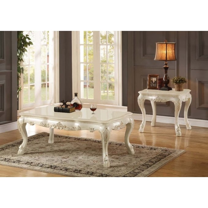 Acme Furniture Chantelle Pearl White 3pc Coffee Table Set ACM-8354-OCT-S1