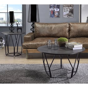 Acme Furniture Sytira Espresso Wood Black Metal 3pc Coffee Table Set