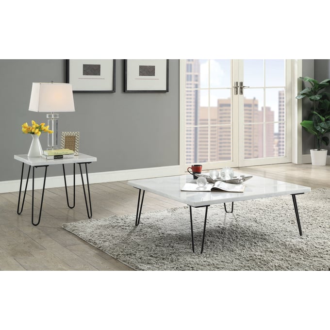 Acme Furniture Telestis White 3pc Square Coffee Table Set ACM-845-OCT-S1