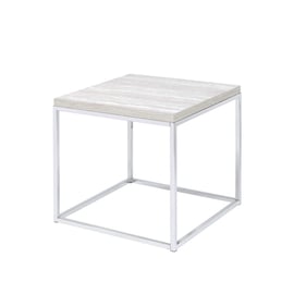 Acme Furniture Snyder Chrome Stone Top End Table