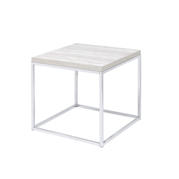 Acme Furniture Snyder Chrome Stone Top End Table ACM-84627