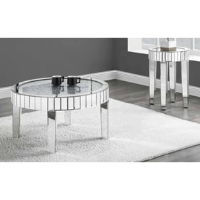 Acme Furniture Ornat Mirrored Round 3pc Coffee Table Set