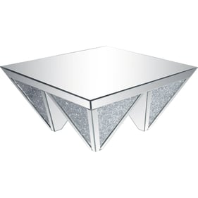 Acme Furniture Noralie Mirrored Glass Faux Diamonds Coffee Table