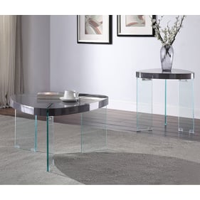 Acme Furniture Noland Gray High Gloss Clear 3pc Coffee Table Set