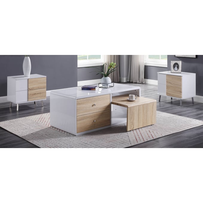 Acme Furniture Verux White High Gloss 3pc Coffee Table Set ACM-8493-OCT-S1