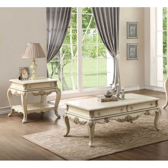 Acme Furniture Ragenardus Antique White 3pc Coffee Table Set ACM-8602-OCT-S1