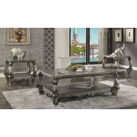 Acme Furniture Versailles Antique Platinum Wood 3pc Coffee Table Set