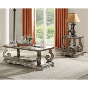 Acme Furniture Northville Clear Antique Silver 3pc Coffee Table Set