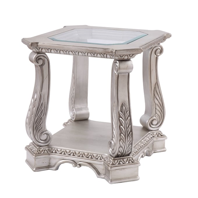 Acme Furniture Northville Clear Antique Silver End Table ACM-86932