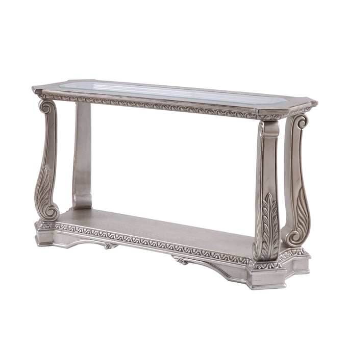 Acme Furniture Northville Clear Antique Silver Sofa Table ACM-86933