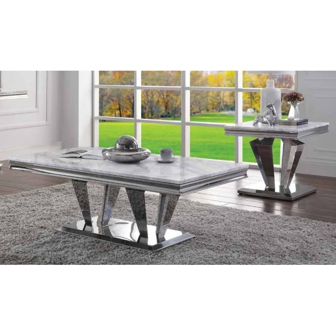 Acme Furniture Satinka Light Gray 3pc Coffee Table Set ACM-872-OCT-S1