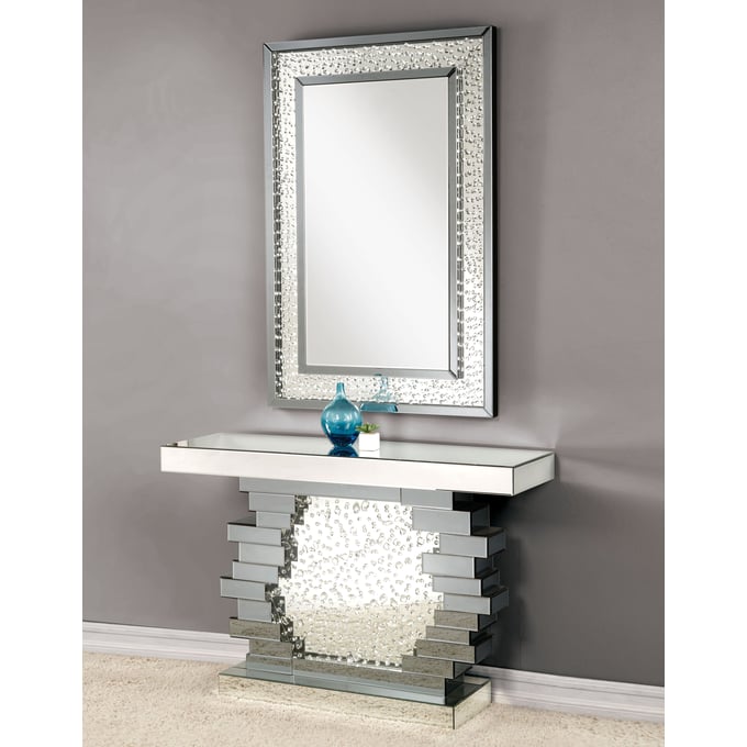 Acme Furniture Nysa Mirrored Console Table and Mirror ACM-90232-CON-MIR