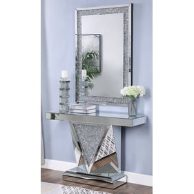 Acme Furniture Noralie Mirrored Rectangle Solid Base Console Table and Mirr...