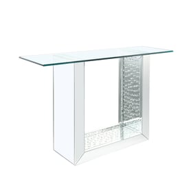 Acme Furniture Nysa Mirrored Crystal Storage Console Table