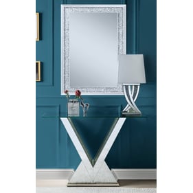 Acme Furniture Noralie Clear Mirrored Rectangle Console Table And Mirror