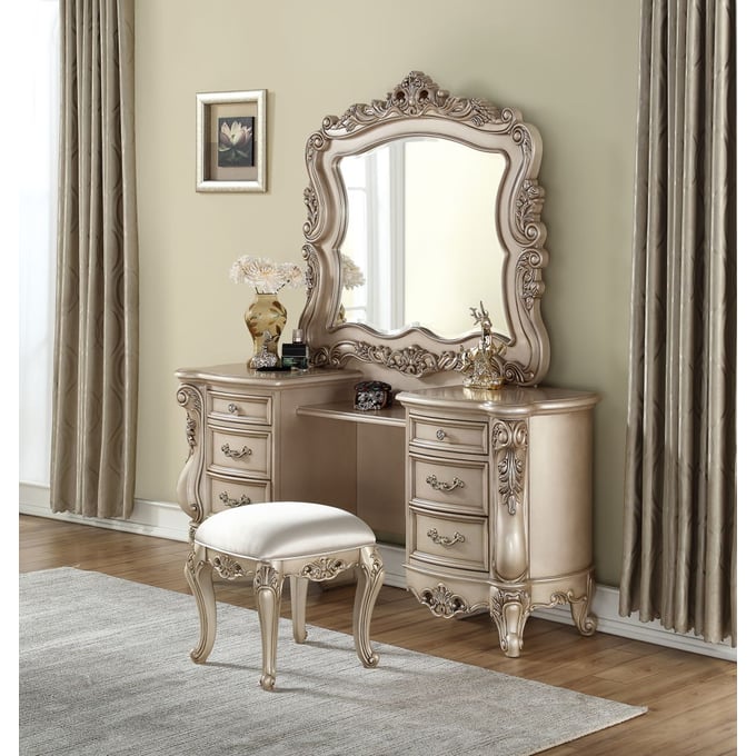 Acme Furniture Gorsedd Golden Ivory Vanity Set ACM-9074-VNT-S1