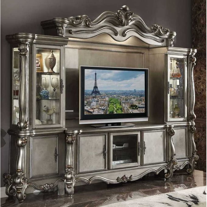 Acme Furniture Versailles Antique Platinum Entertainment Center with TV Stand ACM-918-ENT-S1