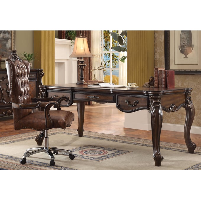 Acme Furniture Versailles Light Brown Cherry Oak Executive Desk And Chair Set ACM-922-HOF-S2