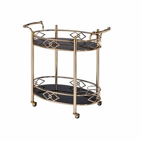 Acme Furniture Ottesen Clear Black Gold Serving Cart