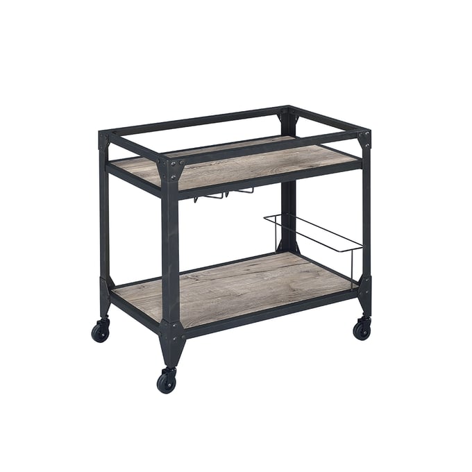 Acme Furniture Jorgensen Rustic Oak Charcoal Serving Cart ACM-98355