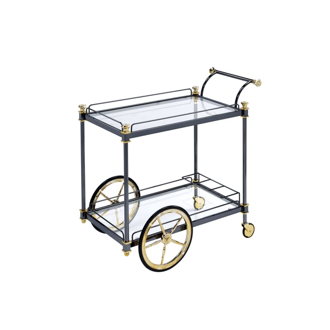 Acme Furniture Cyrus Clear Black Gold Serving Cart ACM-98370