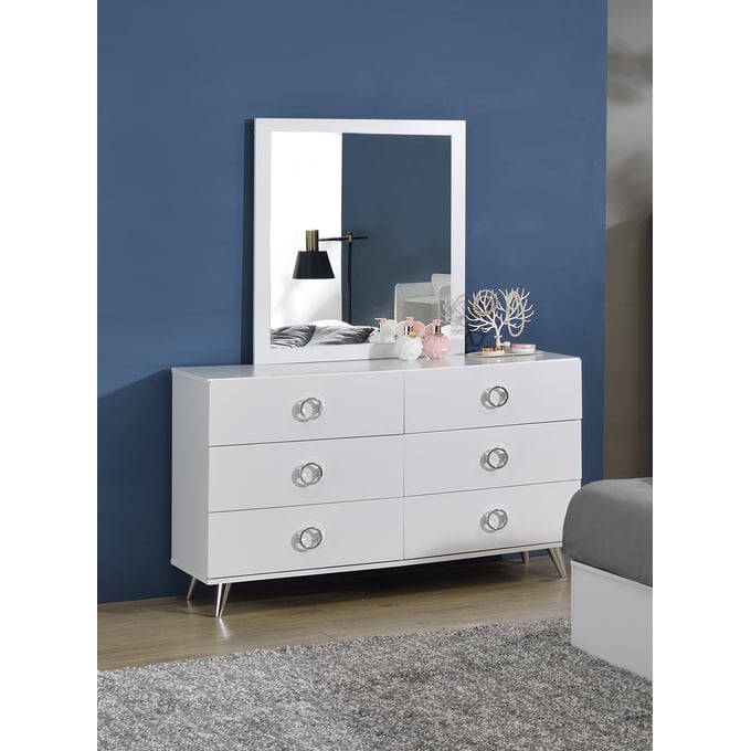 Acme Furniture Perse White Dresser and Mirror ACM-AC00549-DRMR