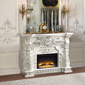 Acme Furniture Adara Antique White Fireplace