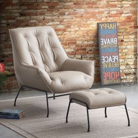 Acme Furniture Zusa Khaki Accent Chair and Ottoman