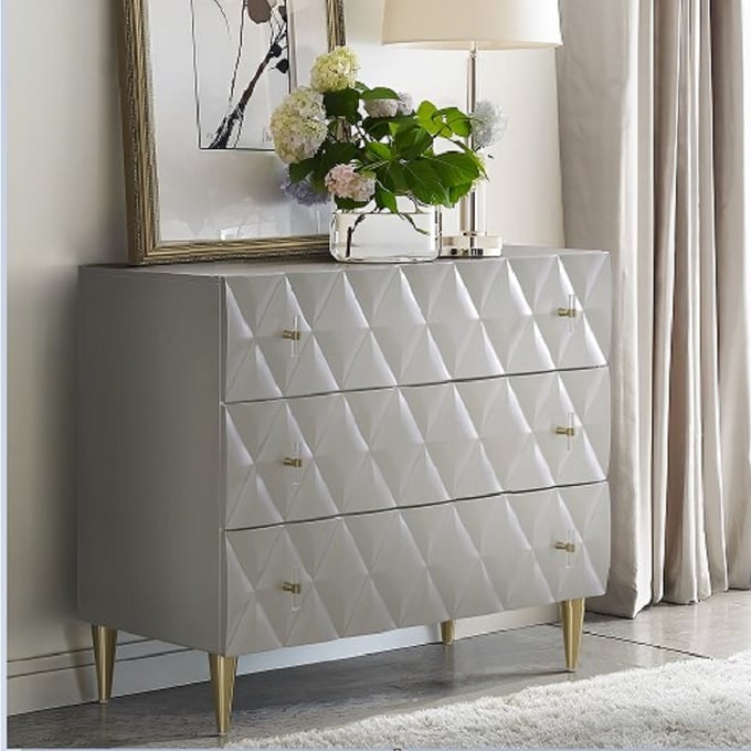 Acme Furniture Anson Metallic Silver and Champagne Console Cabinet ACM-AC02507